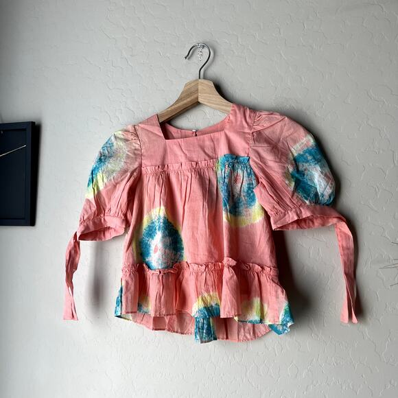 NEW Sea New York Girl’s Tie Dye Pink Puff Sleeve Lourdes Top Size 6Y - Picture 3 of 8
